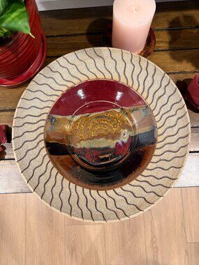 Rasmussen Vintage Handmade Signed Studio Pottery Stoneware Ceramic Serving Bowl